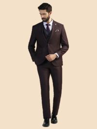 Three Piece Textured Formal Suit - Helter