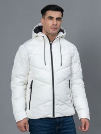 Red Tape White Regular Fit Hooded Padded Jacket