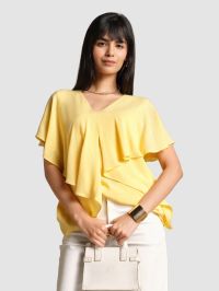 Yellow Ruffle Top For Women