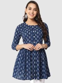 KBZ Women's Cotton Printed Regular Flared Top