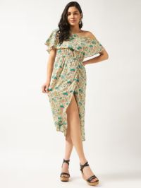 Women's Printed One-shoulder Ethnic Dress
