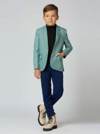 Boys Sea Green Solid Elegance Blazer
