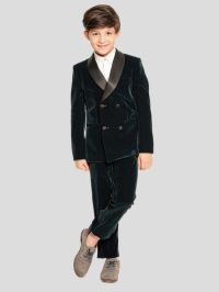 One Friday Kids Boys Green 2 Piece Suit