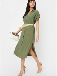 Women Printed Belted Shirt Dress